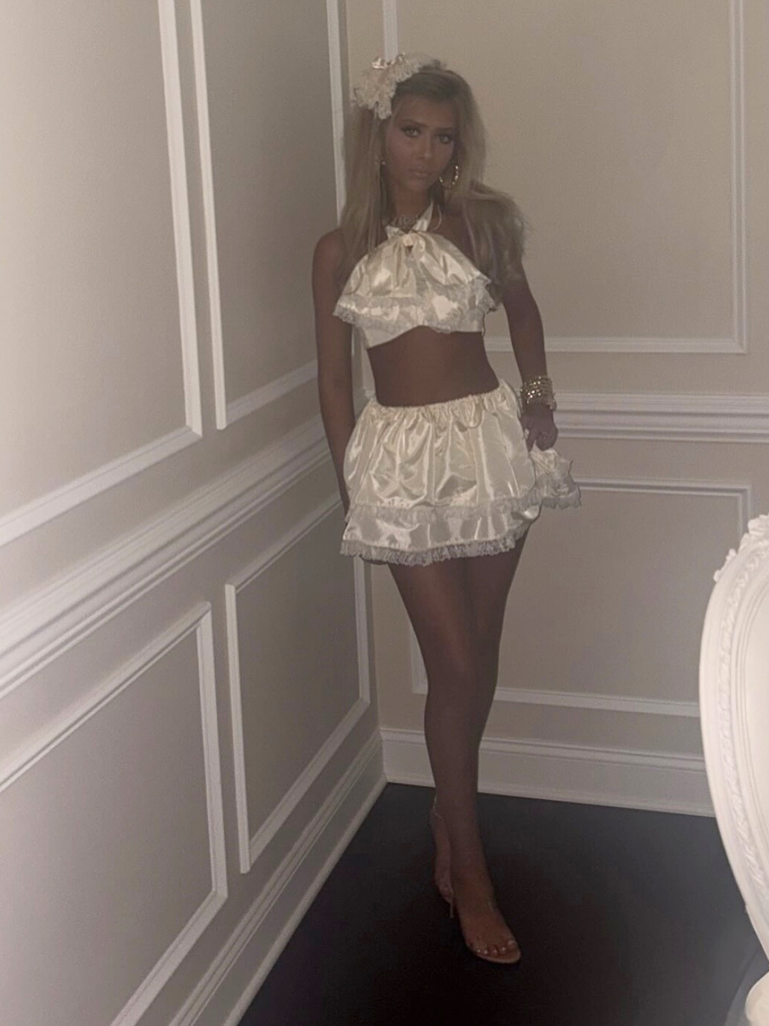 Vanilla Cream Ruffle Skirt & Crop Top Coquette Matching Set