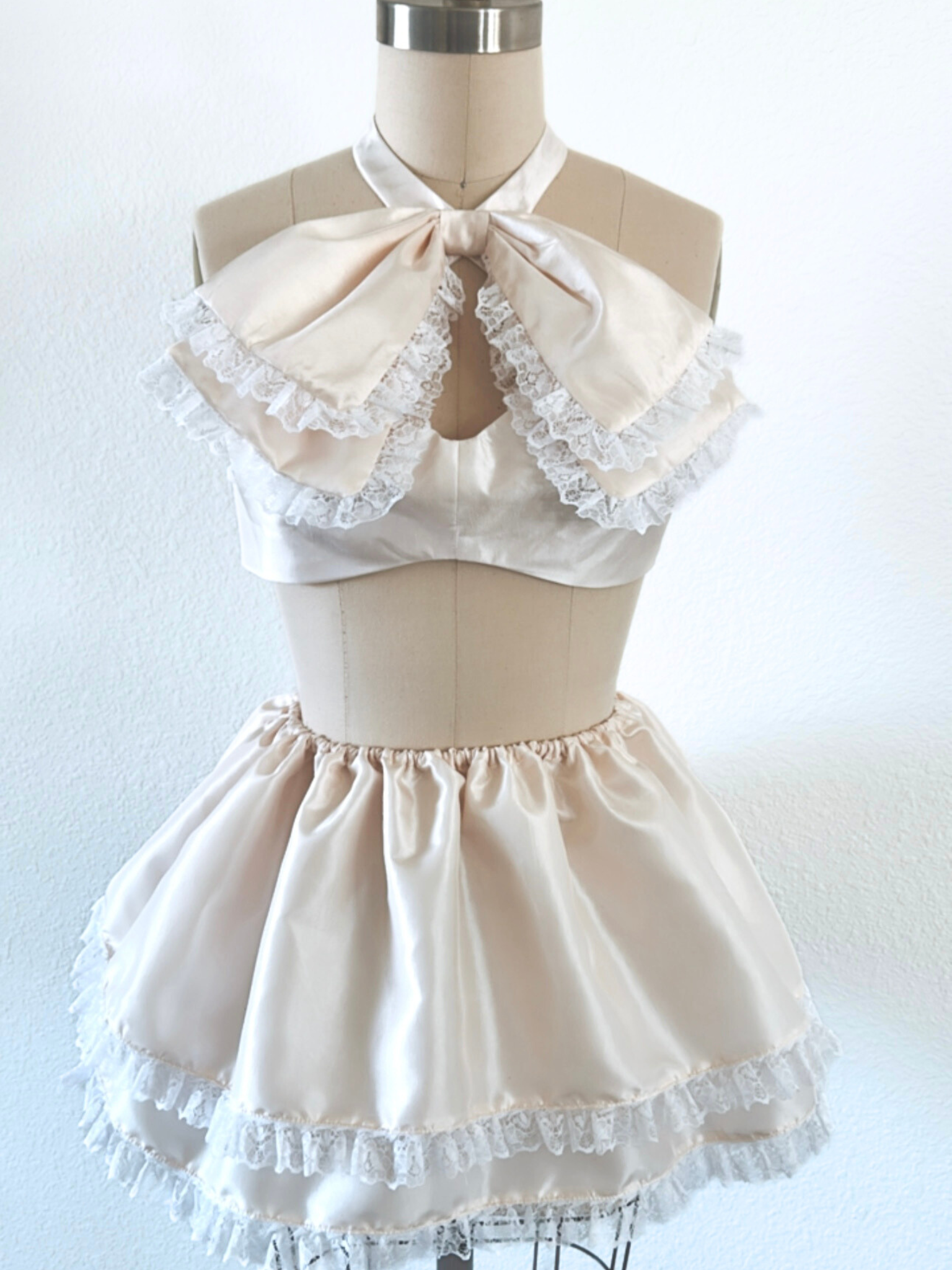 Vanilla Cream Ruffle Skirt & Crop Top Coquette Matching Set