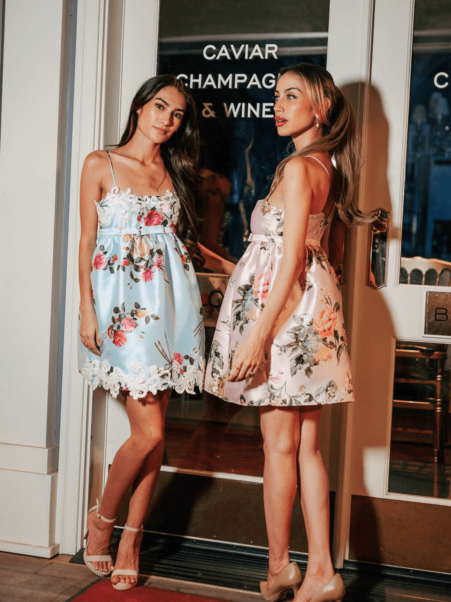 Baby Blue Floral Garden Babydoll Dress with Bow & Applique Detail - Silva Collection