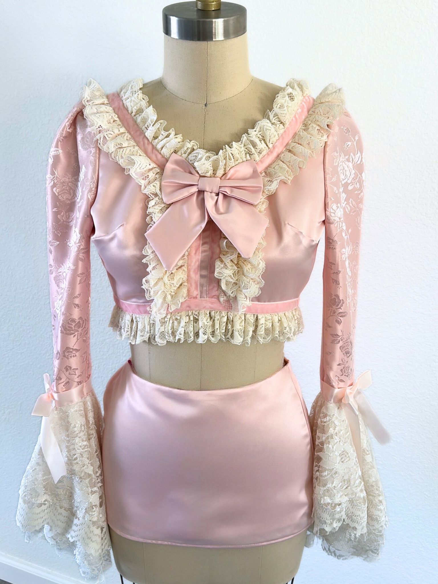 [SKIRT ONLY] Her Majesty Rose Gold Satin Low-Waist Ultra Mini Skirt